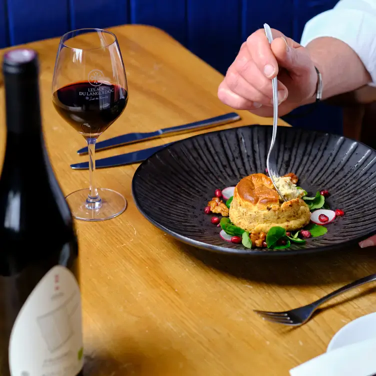 A cheese souffle starter at La Garrigue, one of Edinburgh’s best date restaurants.