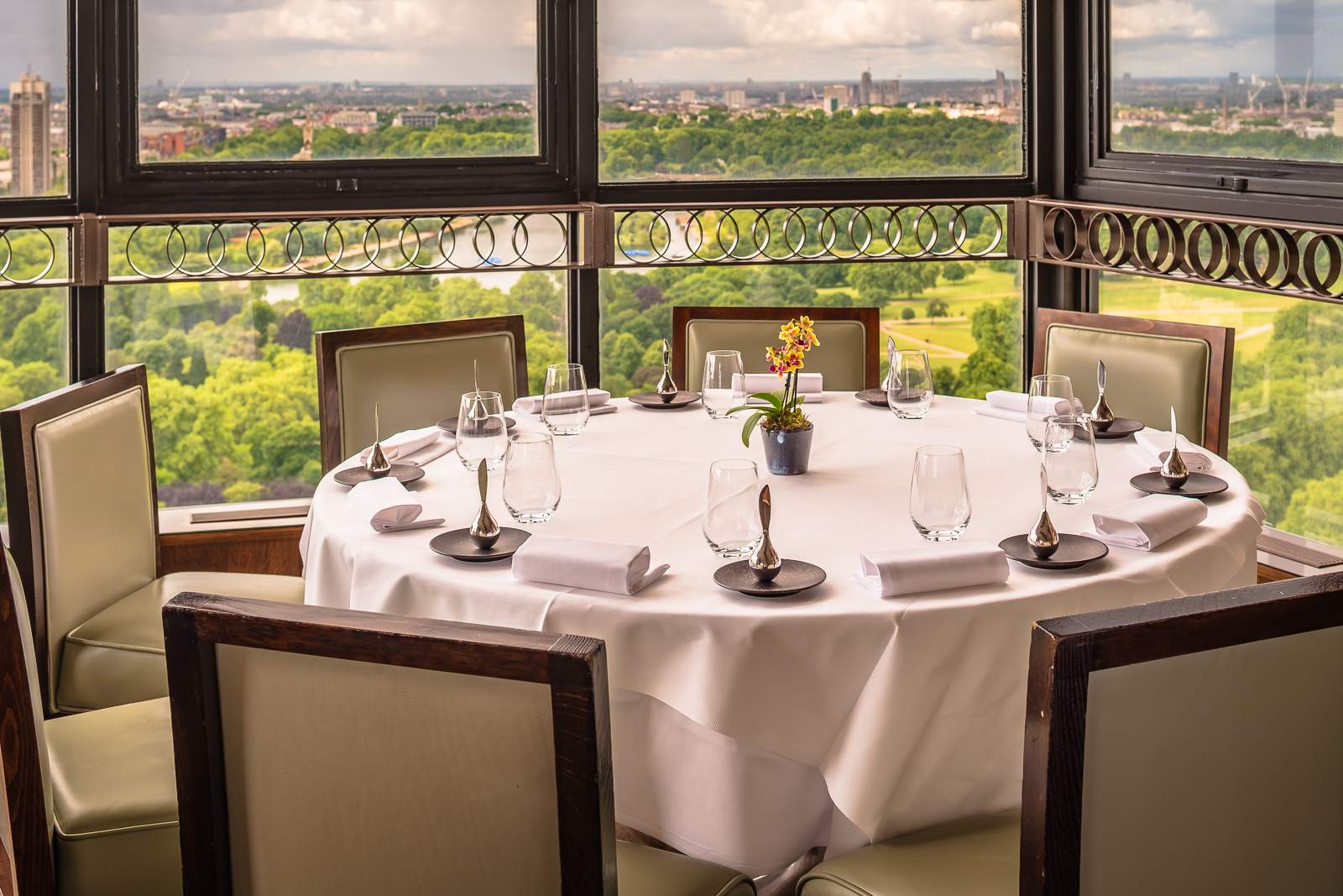 The view over Hyde Park on the 28th floor at Galvin at Windows, London