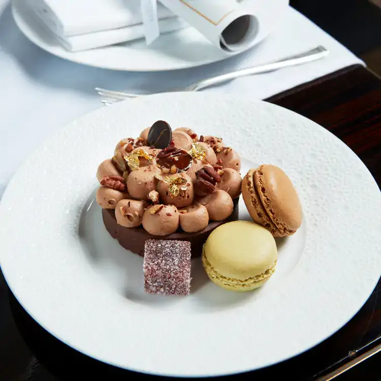 A French chocolate pâtisserie with macarons at Afternoon Tea at Flemings Mayfair