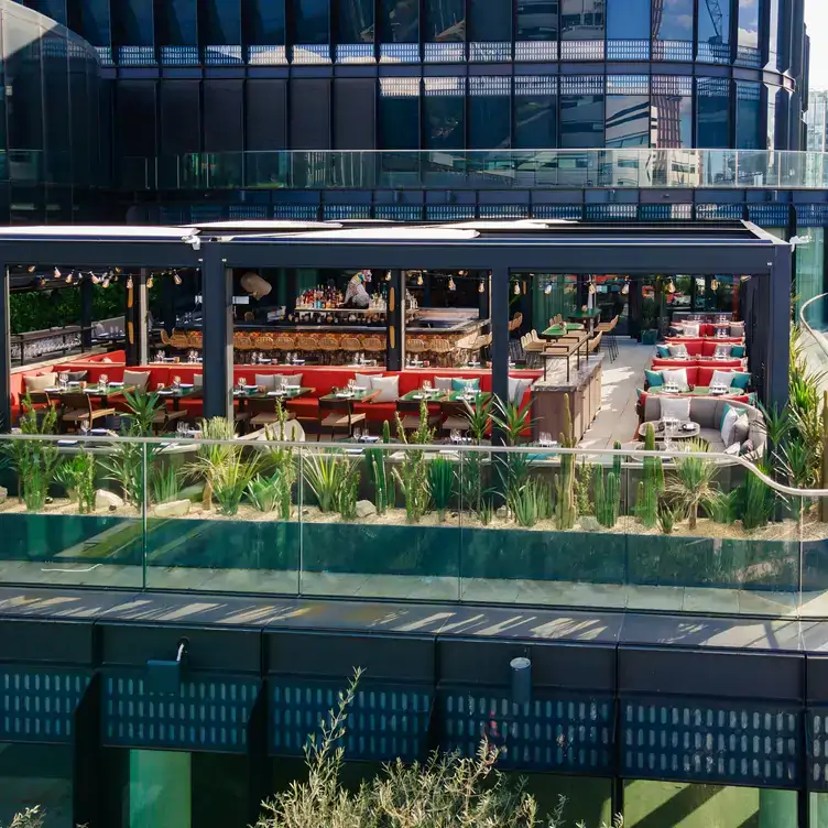 The outdoor terrace of Los Mochis London City, one of the best rooftop bars and restaurants in London