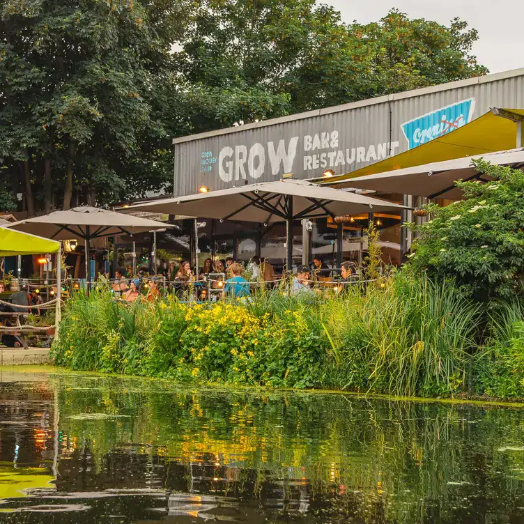 Canalside terrace at Grow, one of the best outdoor restaurants in east London