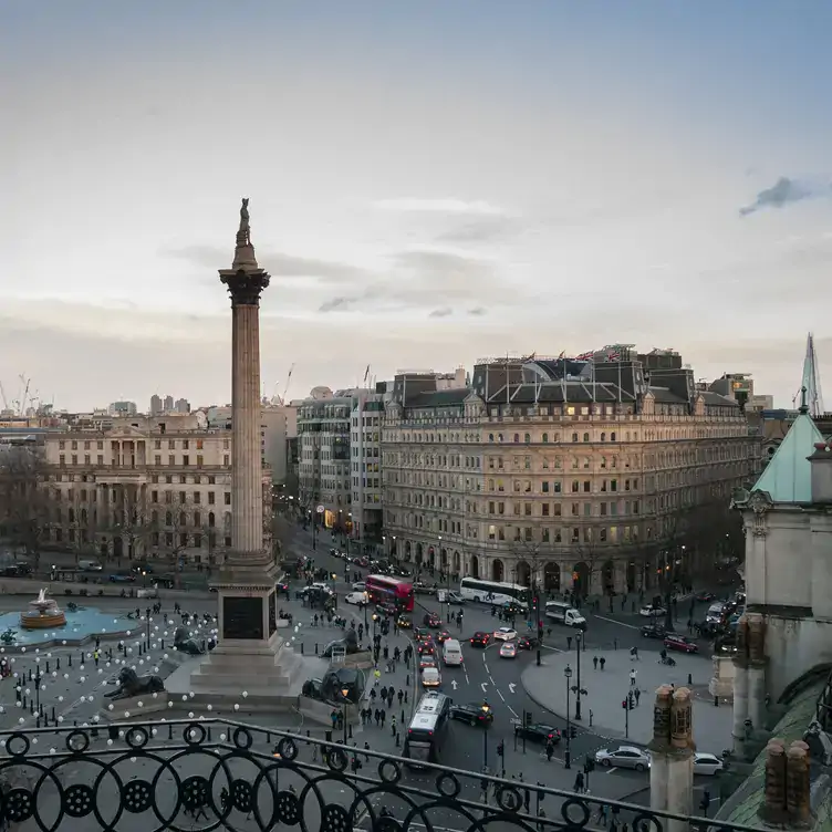 Views over Trafalgar Square at The Rooftop, one of the best outdoor restaurants in London