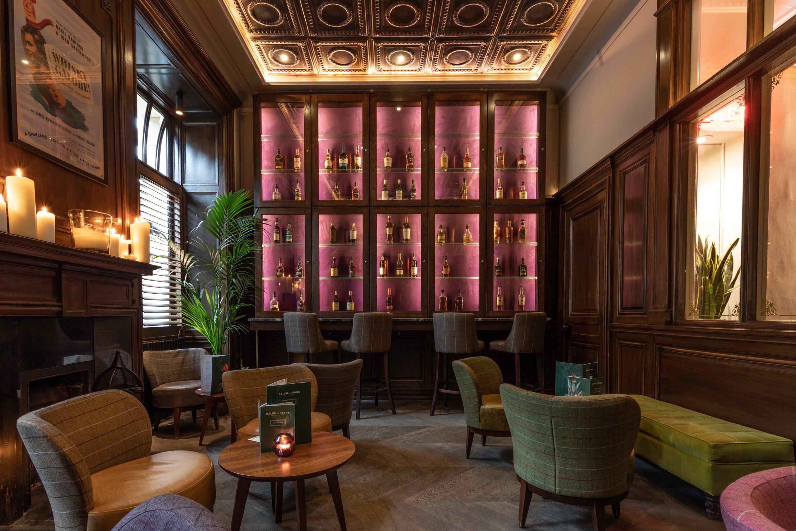 The wood-panelled Whisky Room at Ralph and Finns in Glasgow