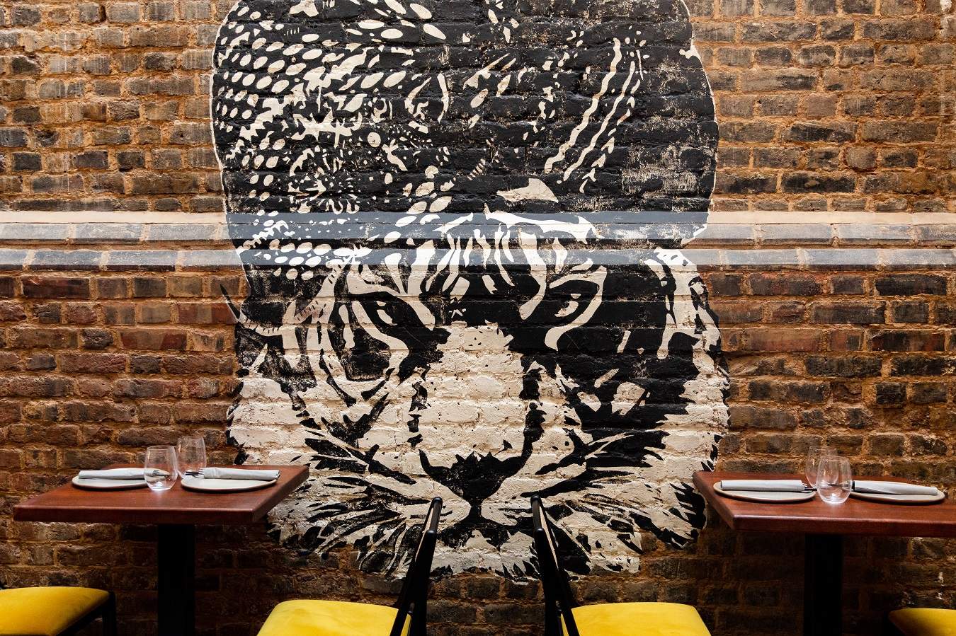 Tiger wall art at Fatt Pundit, one of London’s best Indo-Chinese restaurants