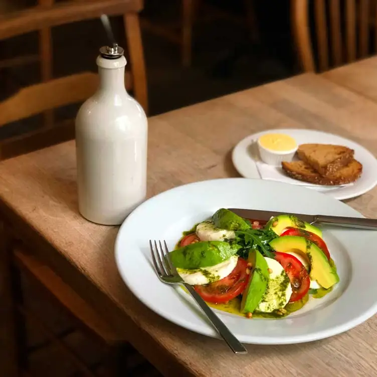 An avocado starter at The Harrison, one of London’s best vegetarian restaurants.