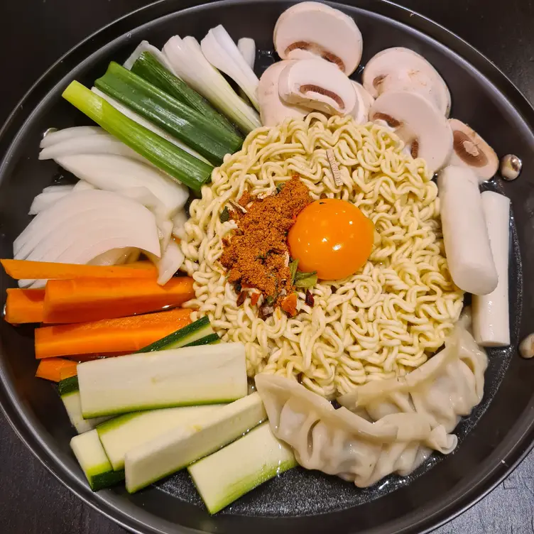 Noodles with eggs and carrots at 3KOBROS Korean Restaurant, one of the best Korean restaurants in London.