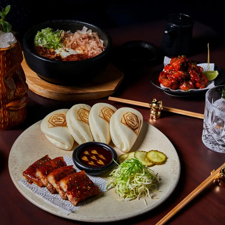 A selection of baos and various fillings at Lucky Cat by Gordon Ramsay, one of the best hotel restaurants in London