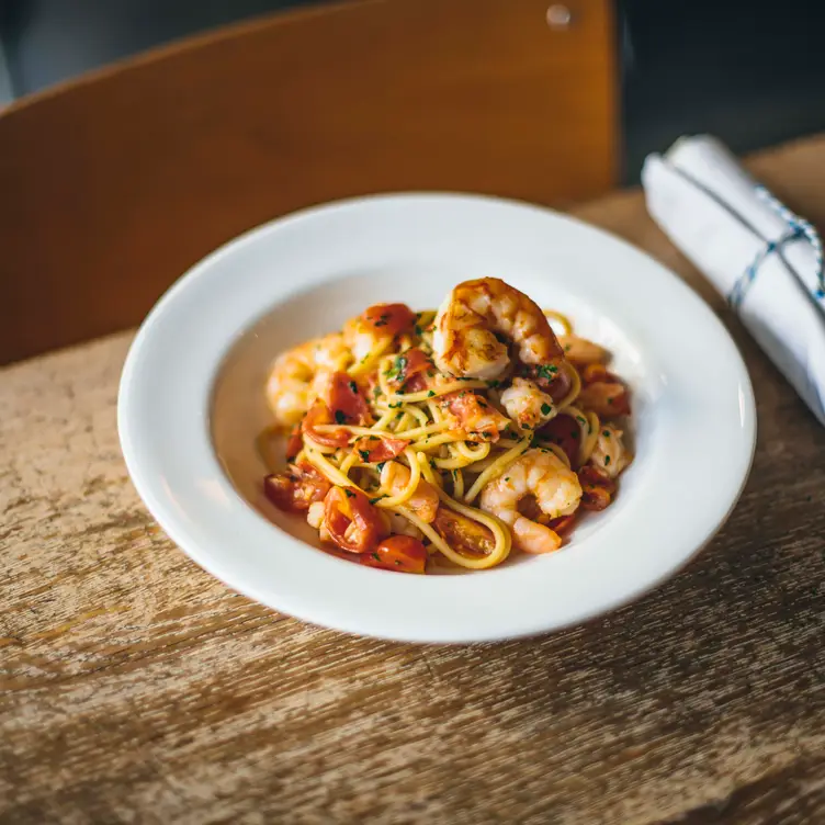 A seafood spaghetti dish at Fish Market, one of the best seafood restaurants in London.