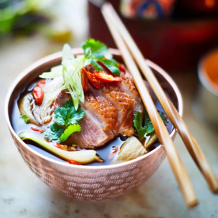 A bowl of Thai noodles at Farang London, one of the best Thai restaurants in London.