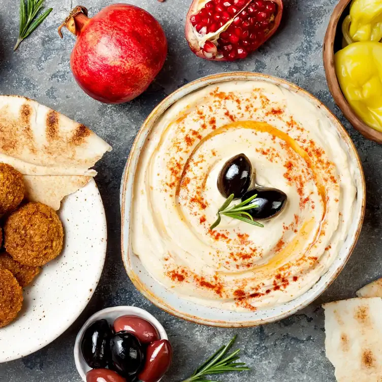 Hummus and falafel at Hatay Restaurant, one of the best Turkish restaurants in London.