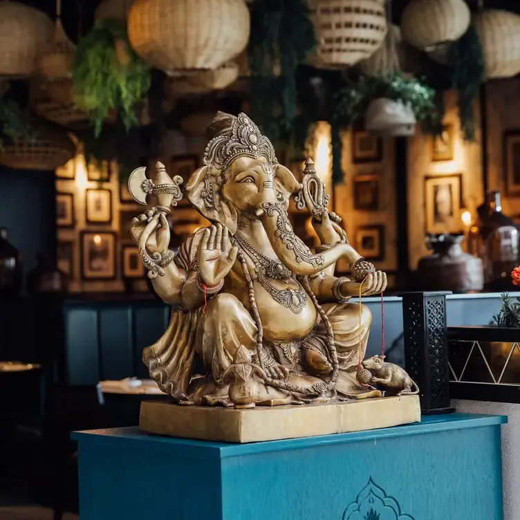 A model of Ganesha, the Hindu god, at Namaste by Delhi Darbar, one of the best romantic restaurants in Glasgow.