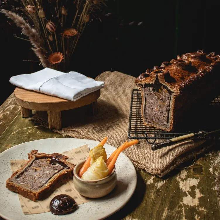 Pâté en croûte with jam and vegetables at The Harwood Arms in London, one of the Top 50 Gastropubs in the UK