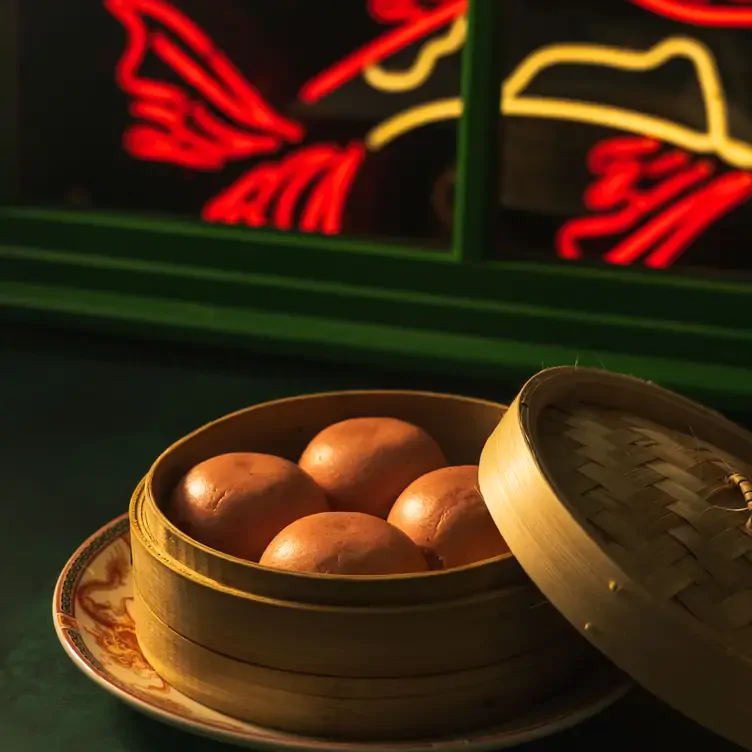 A basket of steamed buns at Chop Chop at the Hippodrome, one of London’s best dim sum restaurants