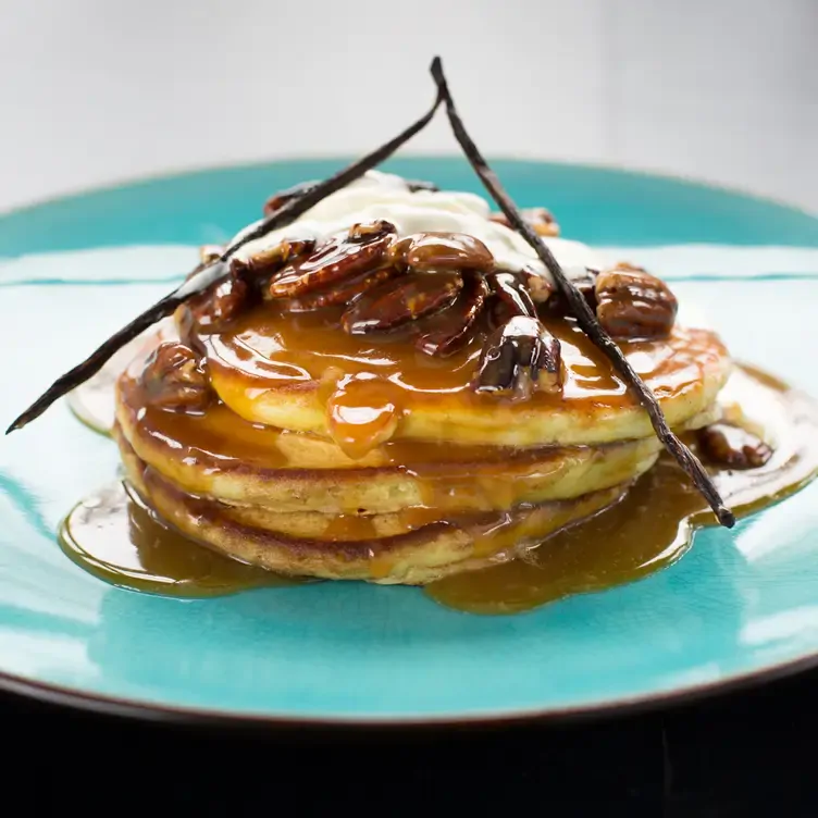 Pancakes with peacans and maple syrup at Angelina’s, which serves the best brunch in Dublin.