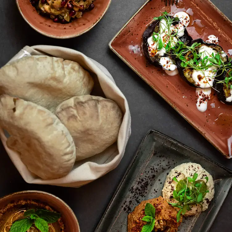 Pastries, dips and sides at LayaLina, one of the best Lebanese restaurants in London.