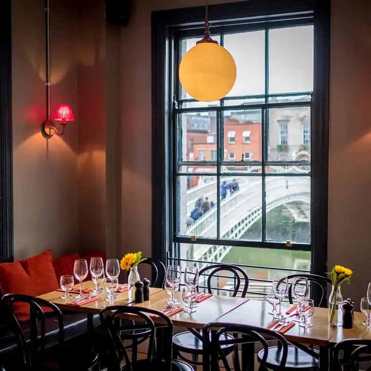 The view over Ha’penny Bridge from The Woollen Mills dining room.