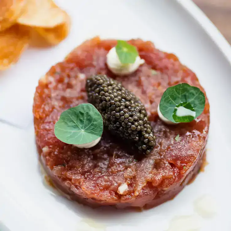 A tuna tartar topped with caviar at Funky Fisch, a restaurant in Berlin.