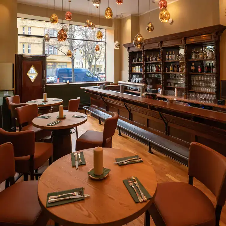 The rustic German tavern-like interiors at Schnitzelei, one of the best schnitzel restaurants in Berlin.