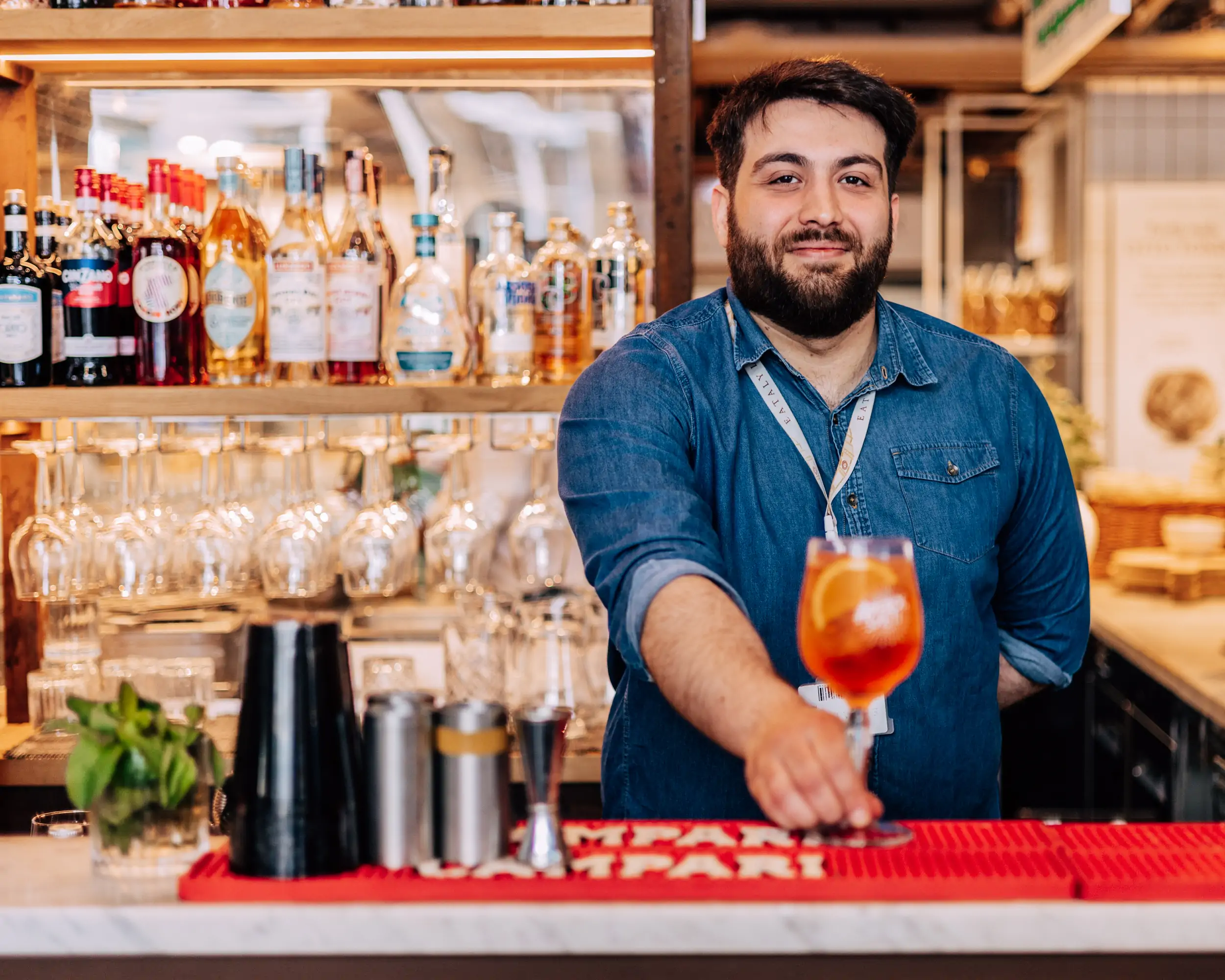 How to make the perfect aperol spritz according to our cocktail expert Antonio at the Aperol spritzeria Terrazza at Eataly, available on OpenTable.