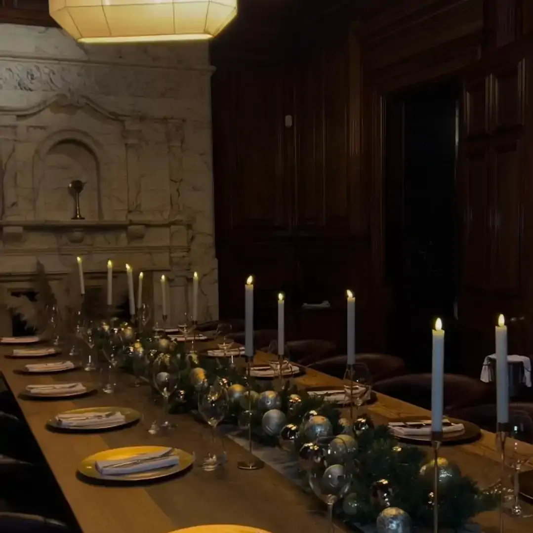 A long table in a private dining room at Gaucho, one of the most festive restaurants in the UK.