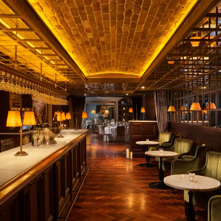 Interior shot of the bar and dining areas at Suesey Street, one of the most festive restaurants in the UK.